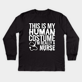 Halloween Funny Gift - This Is My Human Costume Nu Kids Long Sleeve T-Shirt